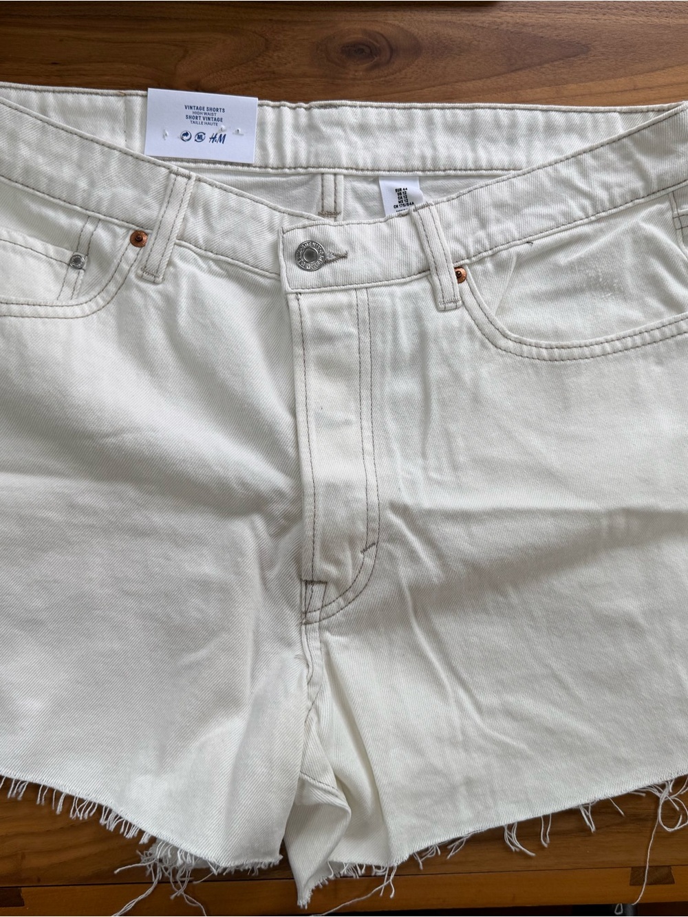 H&M Designer Line Off-White Denim Cutoff Shorts